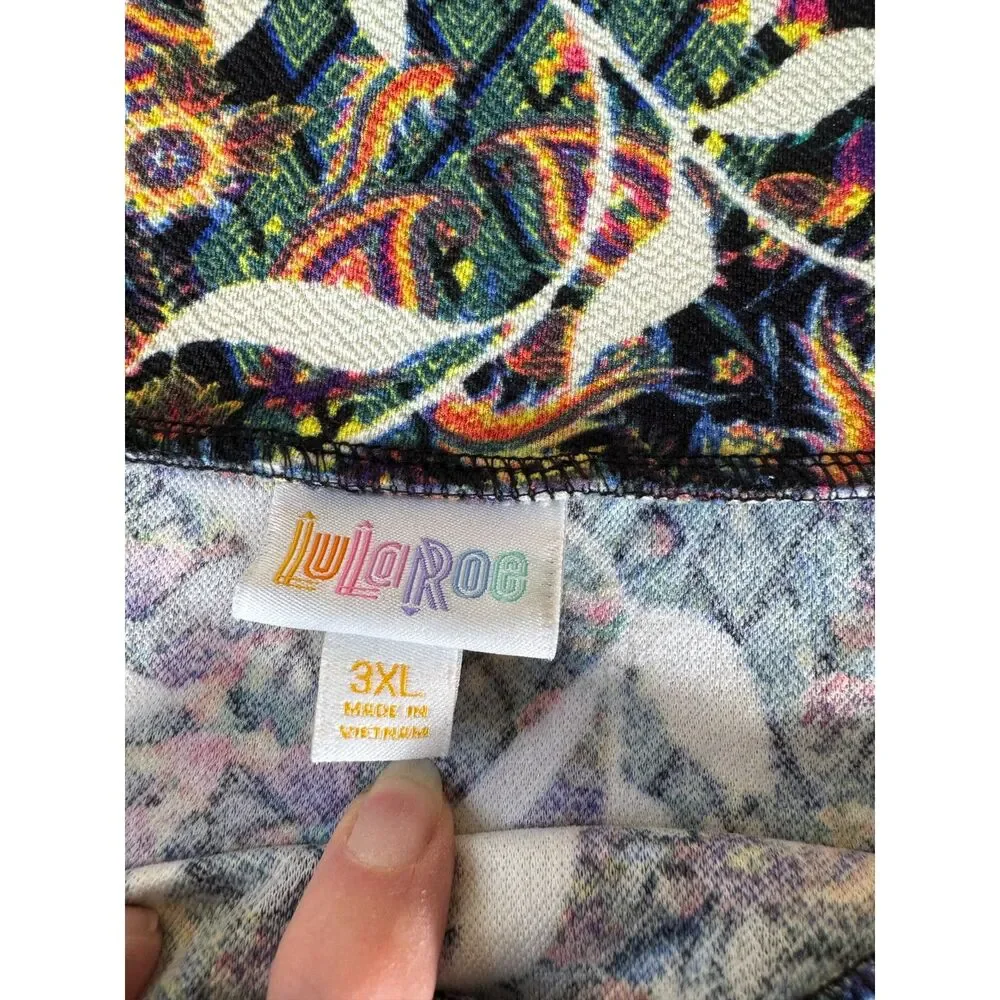 LuLaRoe Skirt, Multicolored Black, orange, pink, green, blue, Size 3XL